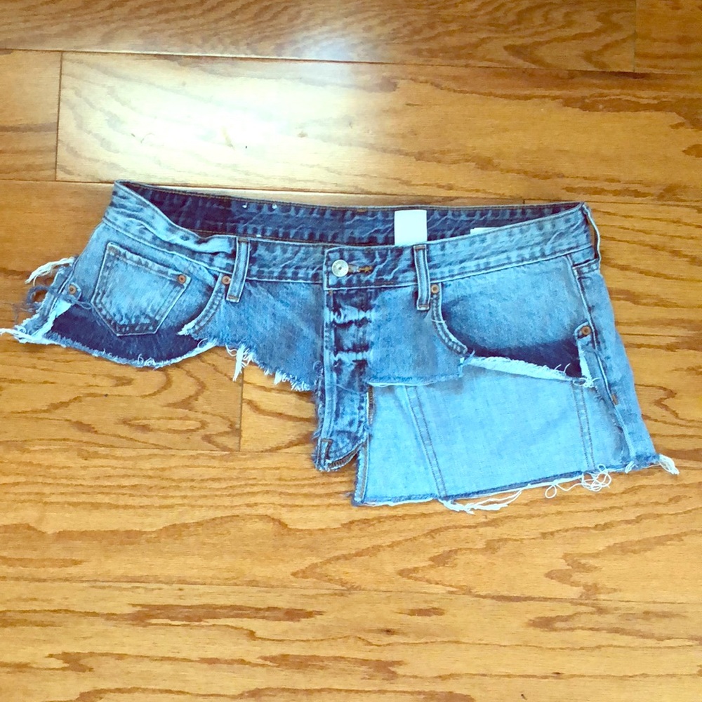 Custom denim jean waist belt 36 L XL H&M distress